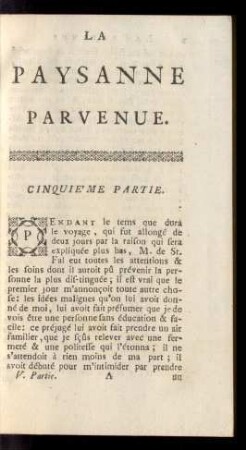 La Paysanne Parvenue. Cinquieme Partie