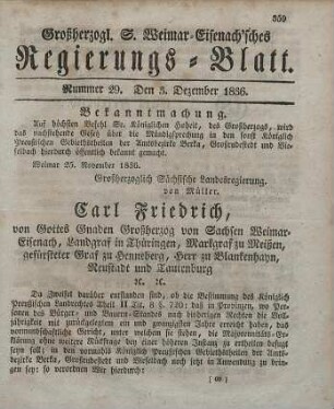 Nr. 29 : 3. Dezember 1836