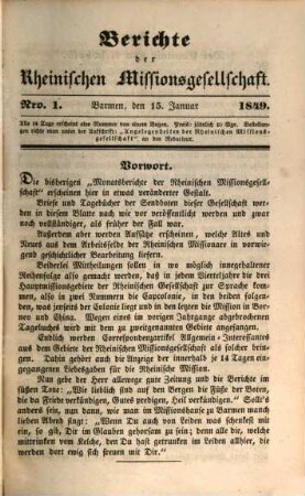 Berichte der Rheinischen Missionsgesellschaft. 1849