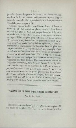 Tangente en un point d'une courbe remarquable.