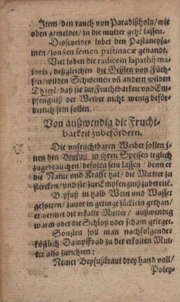 Von außwendig die Fruchtbarkeit zubefördern.