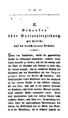 Gedanken über Nationalerziehung mit Hinsicht auf die verschiedenen Stände