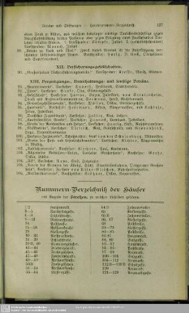 Nummern-Verzeichniß der Häuser, mit Angabe der Straßen, zu welchen dieselben gehören