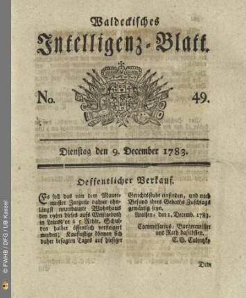No. 49, Dienstag den 9. December 1783