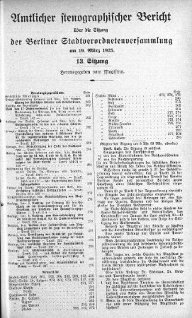 Sitzung 13., 19. März 1925