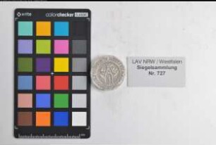Siegler: Schmallenberg Überlieferungsart: Nachbildung. Stoff: Gips Farbe: weiß Form: rund. Durchmesser: Art: Typ: Umschrift: