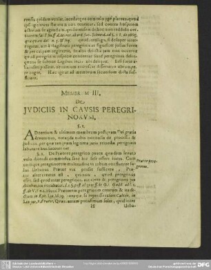 Membrum III. De Iudicus In Causis Peregrinorum