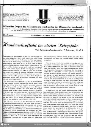 Handwerkspflicht im vierten Kriegsjahr