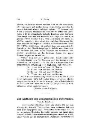 Zur Methode des geographischen Unterrichts