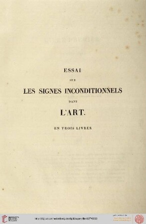 Essai sur les signes inconditionnels dans l'art