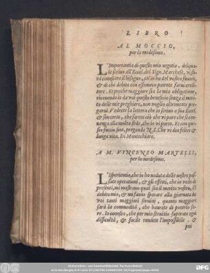 A M. Vincenzo Martelli, per lo medesimo.