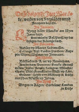 Desse volgende Jaer Marckde/ werden van Koeplüden unnd Kramern besöcht.