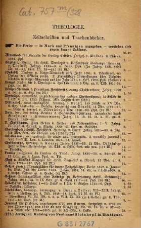 Antiquarischer Katalog von Ferdinand Steinkopf in Stuttgart. 328. 1884