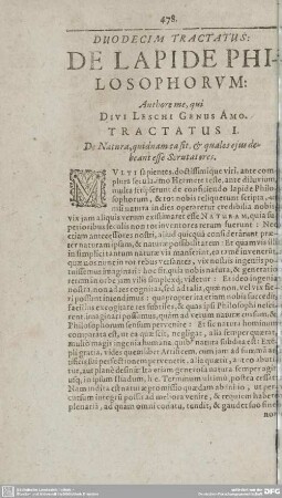 DUODECIM TRACTATUS: DE LAPIDE PHILOSOPHORVM: