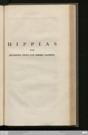 Hippias Das Grössere Gespräch Dieses Namens.