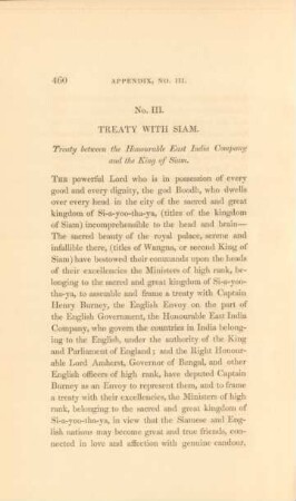 No. III. Treaty with Siam