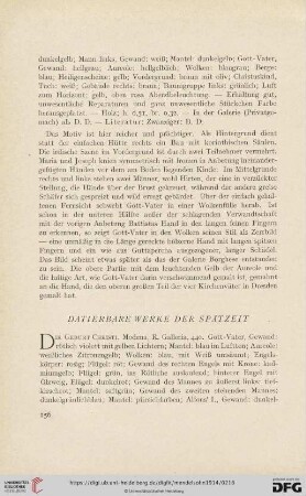 Datierbare Werke der Spätzeit