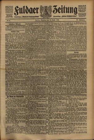 Erste Ausgabe vom Samstag, den 10. April 1909.
