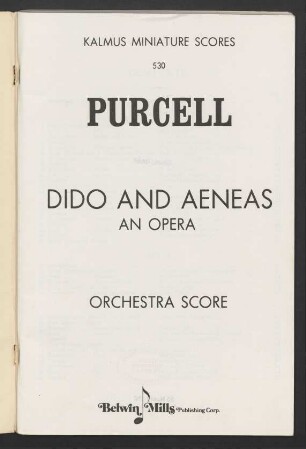 Dido and Aeneas : an opera