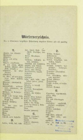 Wörterverzeichnis