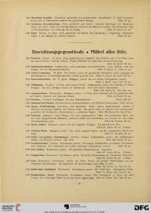 Einrichtungsgegenstände, Möbel aller Stile (Nr. 1026-1094)