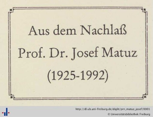 [Provenienz]: Matuz, Josef