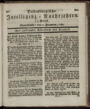 LI. Stück. Sonnabends : den 21. December, 1782.