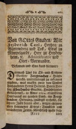 4061-4077, Vorwort. Das Erste Articul. - Der Neunte Articul.