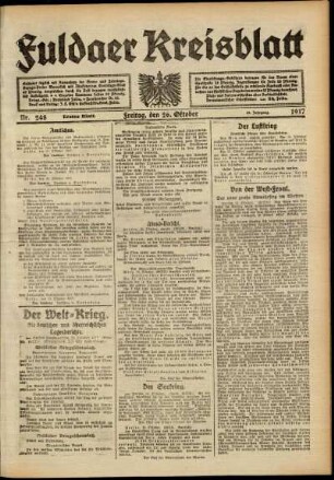 Erste Ausgabe vom Freitag, den 26. Oktober 1917.