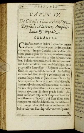 Caput IV. De Ceraste, Hæmorrhoo, Sepe, Dipsade, Natrice [...]
