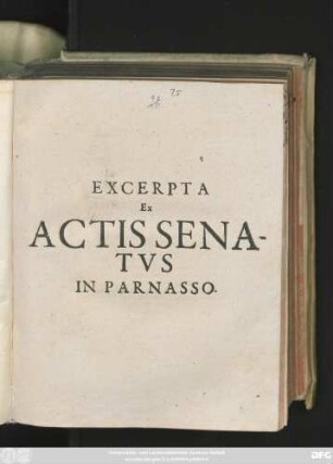 Excerpta Ex Actis Senatus In Parnasso