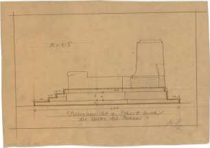 Pfann, Paul; Richard-Wagner-Denkmal - Mitte des Podiums (Ansicht m. Schnitt)