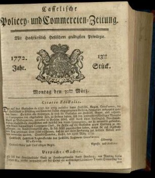 13tes Stueck, Montag den 30ten Maerz 1772