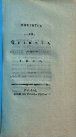 Andenken für Freunde. 1801