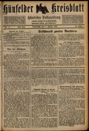 Erste Ausgabe vom Donnerstag, den 31. Januar 1929.