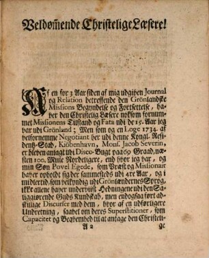 Omständelig og udførlig Relation, Angaaende Den Gronlandske Missions Begyndelse og Fortfaettelse, 2. Continuation af Relationerne Betreffende Den Grønlandske Missions Tilstand Og Beskaffenhed, Forstattet I Form af en Journal fra Anno 1734 til 1740