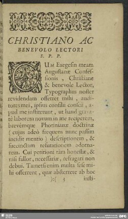 Christiano Ac Benevolo Lectori S. P. P.