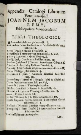 Appendix Catalogi Librorum ...