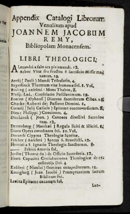 Appendix Catalogi Librorum ...