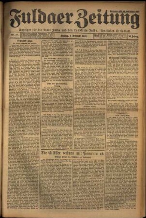 Erste Ausgabe vom Freitag, den 01. Februar 1929.