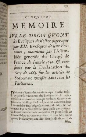 Cinquie´me Memoire