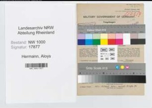 Entnazifizierung Aloys Hermann, geb. 26.08.1905 (Schlosser)
