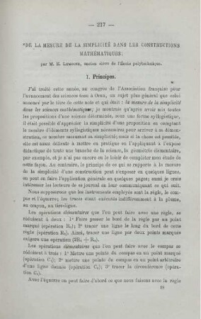 DE LA MESURE DE LA SIMPLICITÉ DANS LES CONSTRUCTIONS MATHÉMATIQUES.
