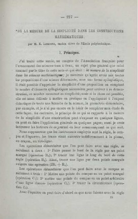 DE LA MESURE DE LA SIMPLICITÉ DANS LES CONSTRUCTIONS MATHÉMATIQUES.