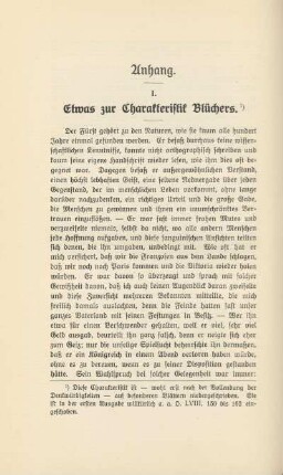 I. Etwas zur Charakteristik Blüchers