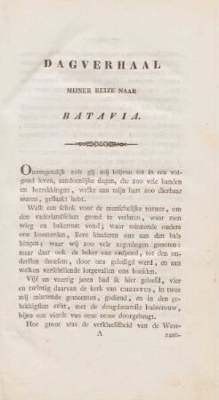 Dagverhaal mijner reize naar Batavia