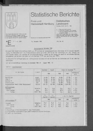 Bauhauptgewerbe September 1988 : Lfd. Nr. 49