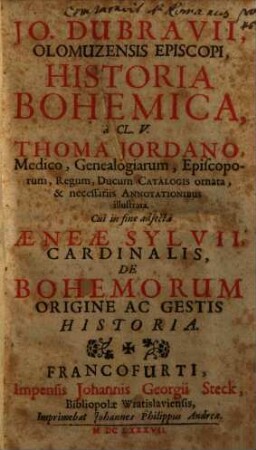 Jo. Dubravii, Olomuzensis Episcopi, Historia Bohemica