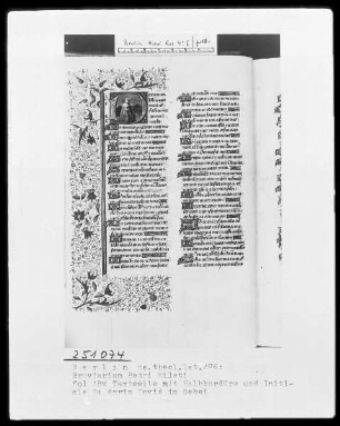 Breviarium Petri Mileti — Initiale D, darin David im Gebet, Folio 18verso