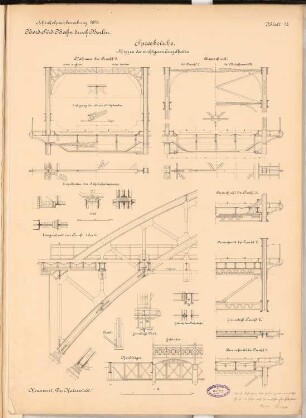 Nord-Süd-Bahn durch Berlin Schinkelwettbewerb 1897: Spreebrücke. Details 1:50, 1:20